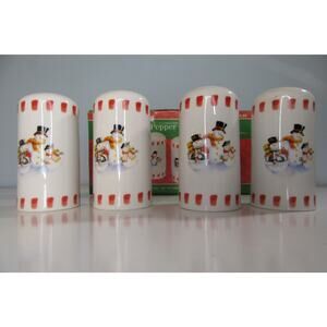 Merry Brites Vintage Snowman Family Salt and Pepper Shakers 2 Pairs NIB